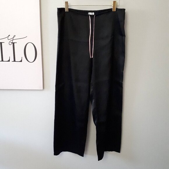 NWOT La Senza Lingerie black & pink satin-like pajama pants, L - Picture 3 of 5